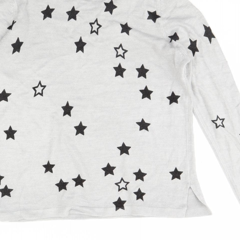 m&s Womens Grey Pullover Jumper Size 12 - star detail