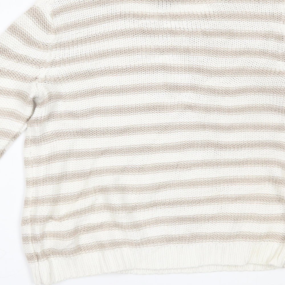 H&M Womens Beige Striped Pullover Jumper Size XS