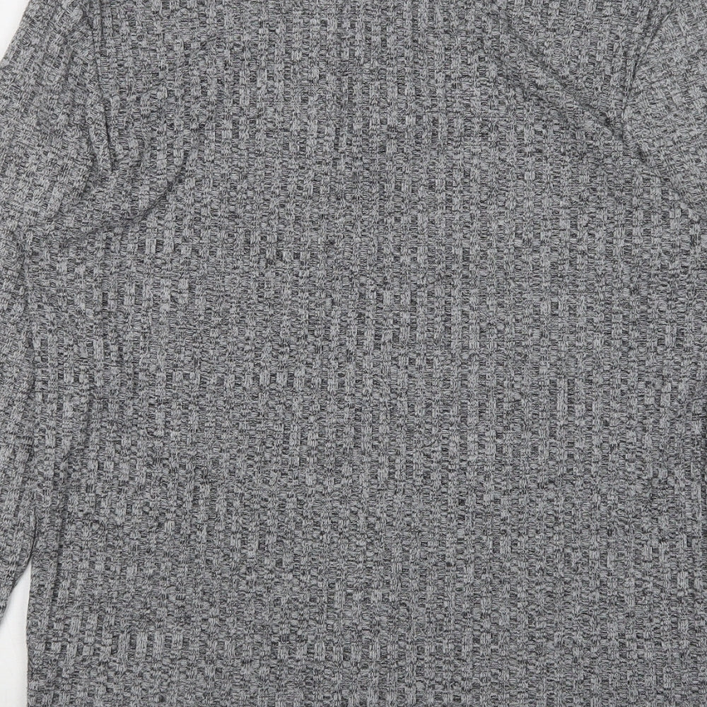 Brand and care label for ASOS women’s grey pullover sweatshirt, size S