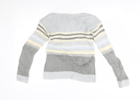 Gap Girls Grey Striped Pullover Jumper Size 10-11 Years