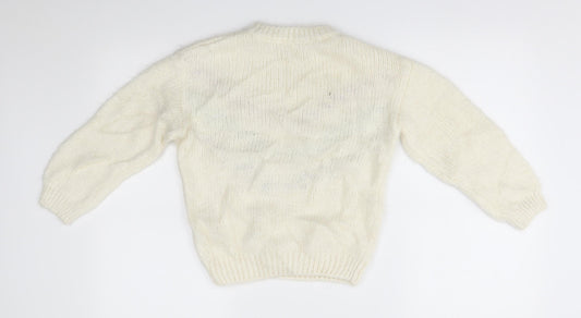 F&F Boys White Pullover Jumper Size 10-11 Years