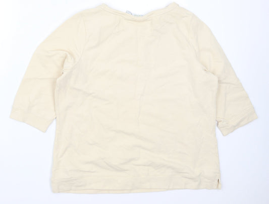 D&Co Womens Beige Pullover Sweatshirt Size L - Flower