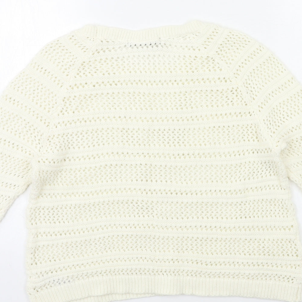 George Womens White Knit Pullover Jumper Size 12