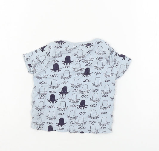 F&F Boys Blue Geometric Jersey Basic T-Shirt Size 9-12 Months - Octopus
