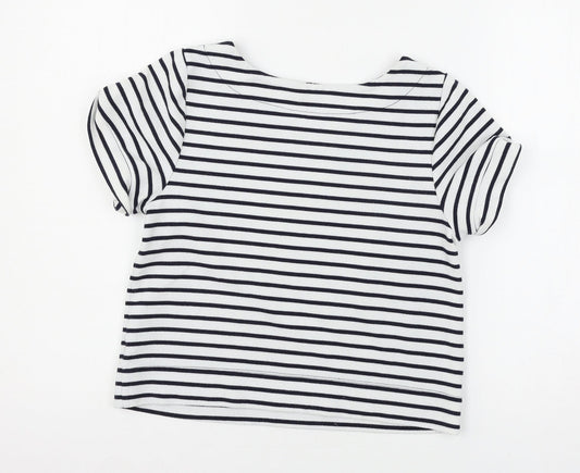 The Limited Womens White Striped Jersey Basic T-Shirt Size XS