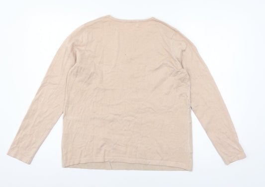 Firpode Womens Pink Knit Basic T-Shirt Size L