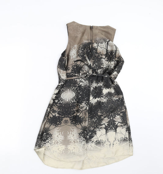 Dorothy Perkins Womens Black Floral Mini Size 8 - studded detail