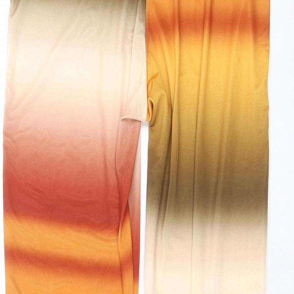 PRETTYLITTLETHING Womens Multicoloured Striped Carrot Leggings Size 4 L24 in