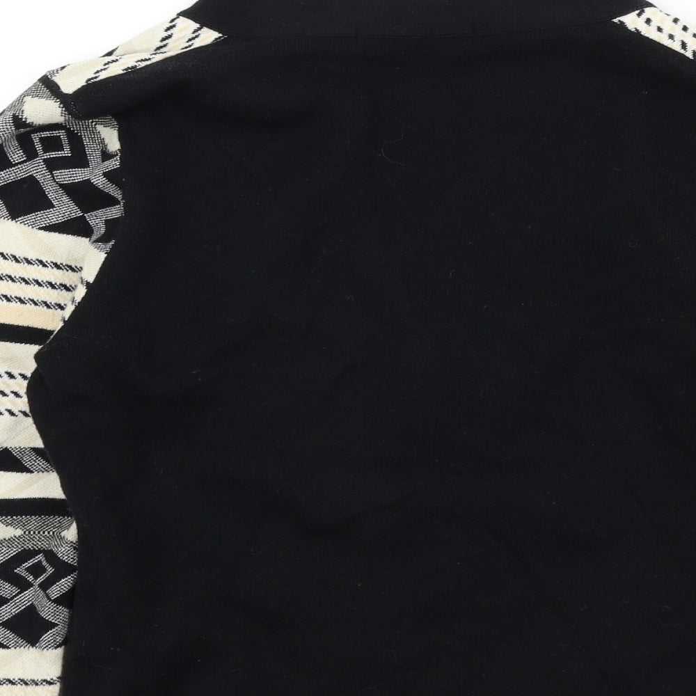 M&S Womens Black Geometric Cardigan Jumper Size 10