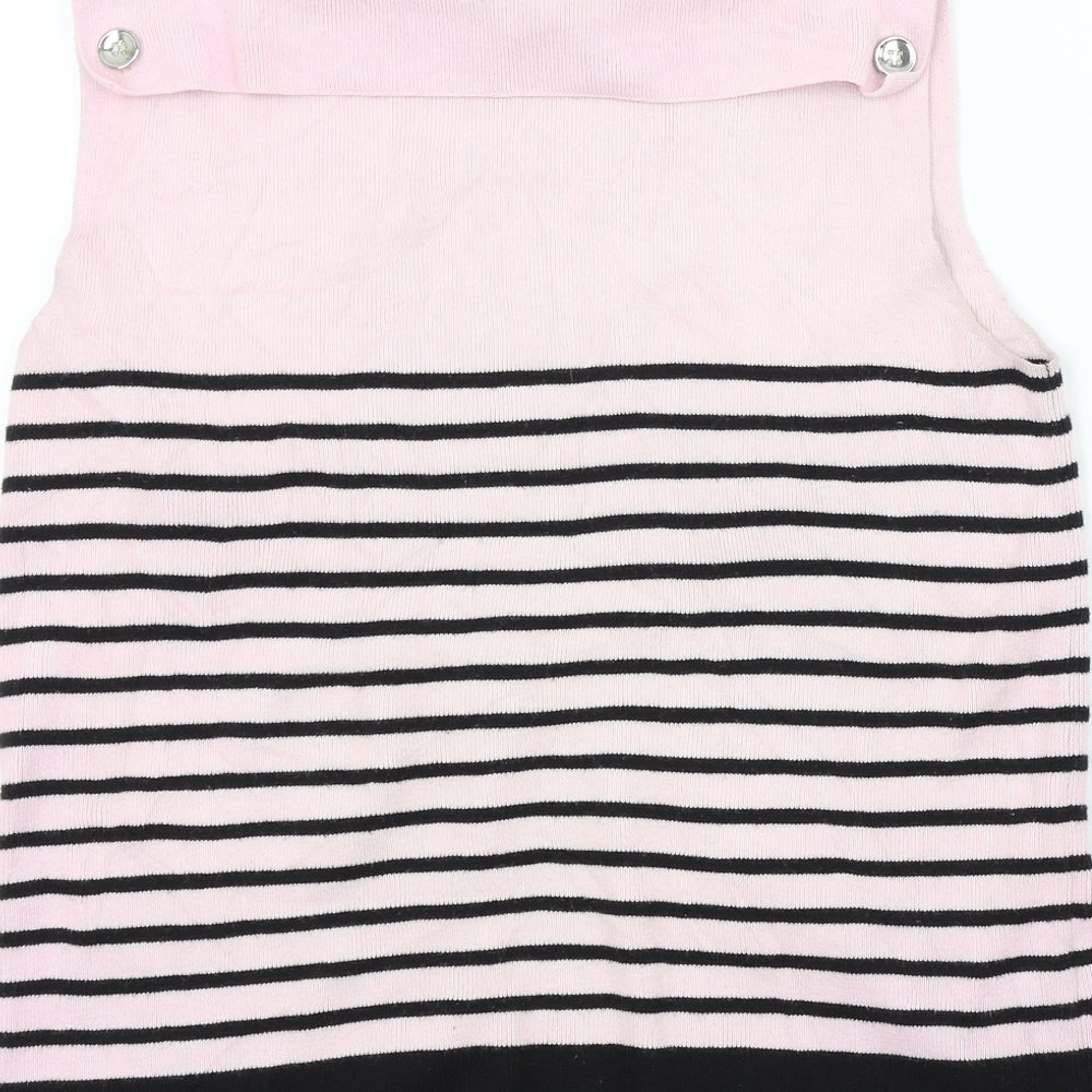 Preworn Womens Pink Striped Pullover Jumper Size 10