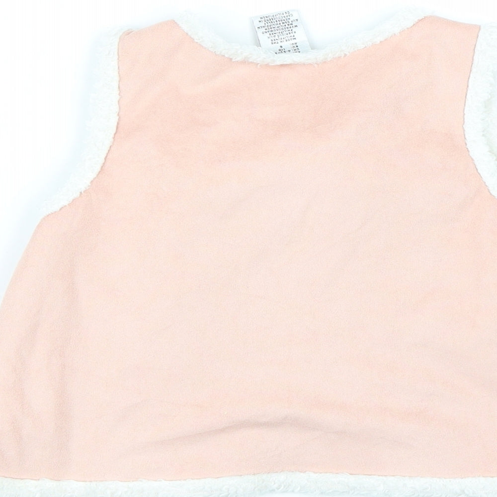 Brand and care label for Preworn girls’ pink gilet jacket, size 4-5, years
