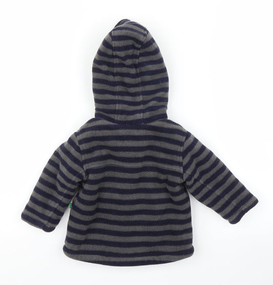 Debenhams Boys Blue Striped Pea Coat Coatigan Size 6-9 Months