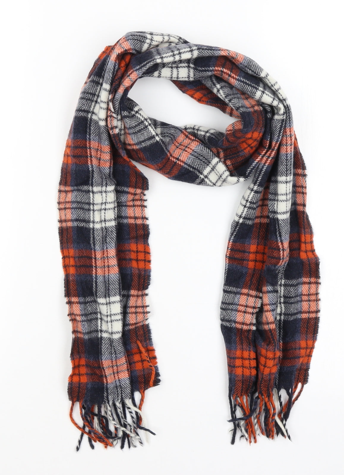 Preworn Womens Blue Plaid Scarf