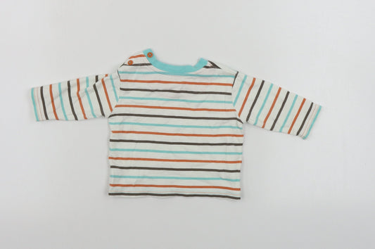 George Boys Beige Striped Basic T-Shirt Size 3-6 Months