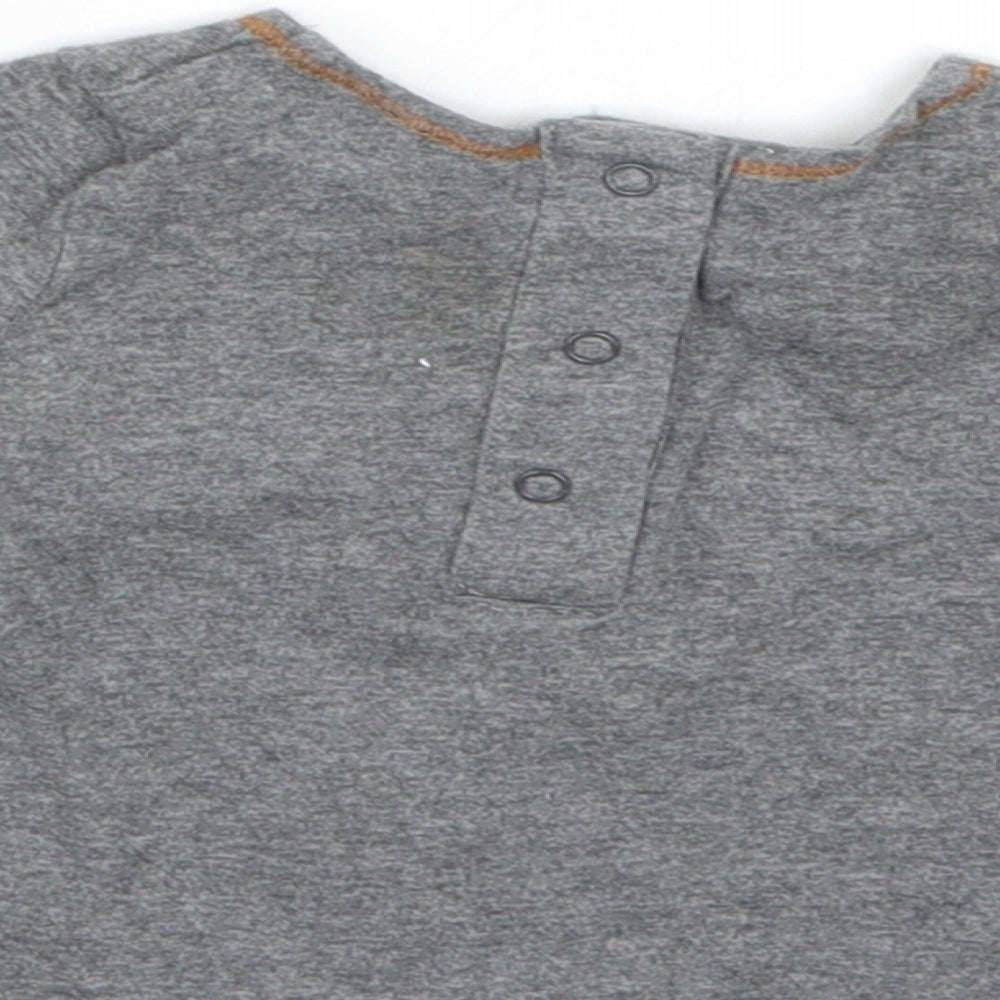 Brand and care label for Next Baby Grey Basic T-Shirt, size 0-3, Months