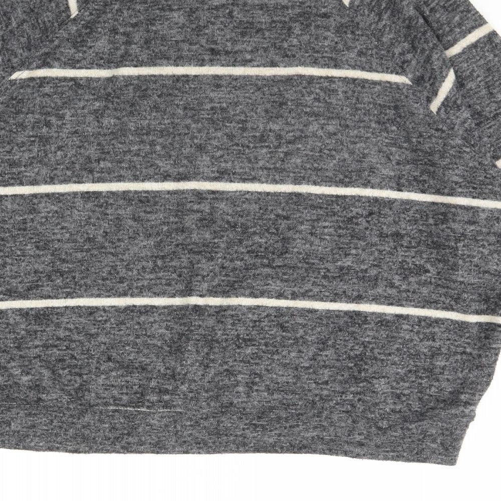 H&M Womens Grey Striped Pullover Jumper Size S