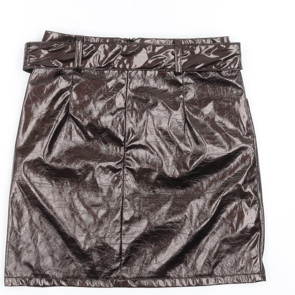 PRETTYLITTLETHING Womens Brown Mini Skirt Size 4
