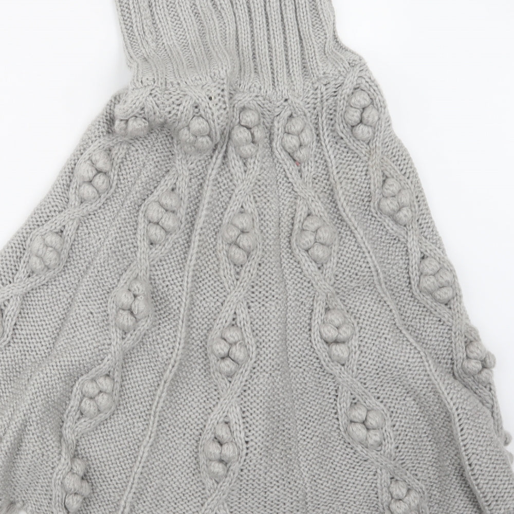 Brand and care label for Papaya women’s grey knit jacket poncho, size L