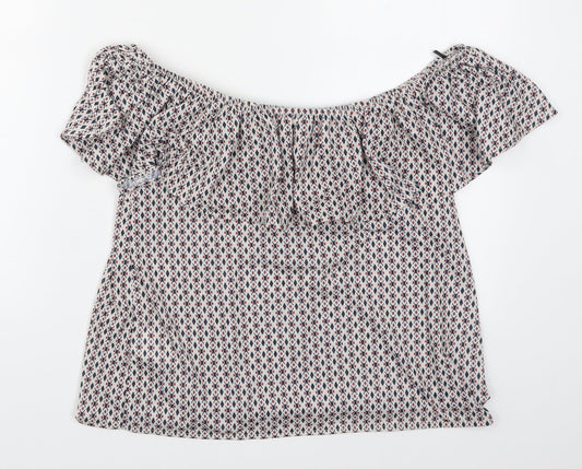 H&M Womens Red Geometric Basic T-Shirt Size S