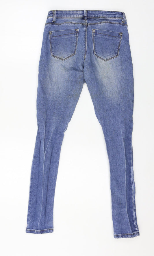 Boohoo Womens Blue Denim Skinny Jeans Size 8 L28 in