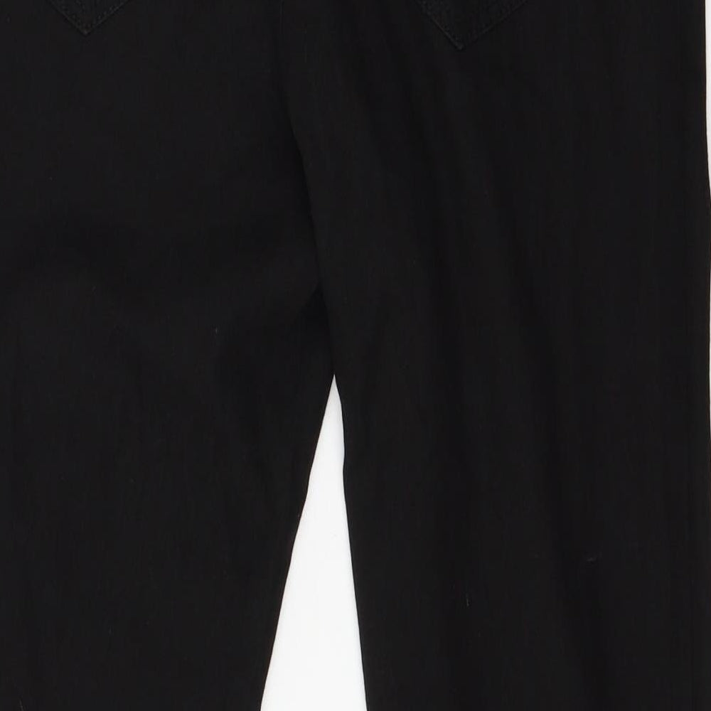 Brand and care label for Denim & Co. women’s black denim skinny jeans, size UK 12, 27-inch leg