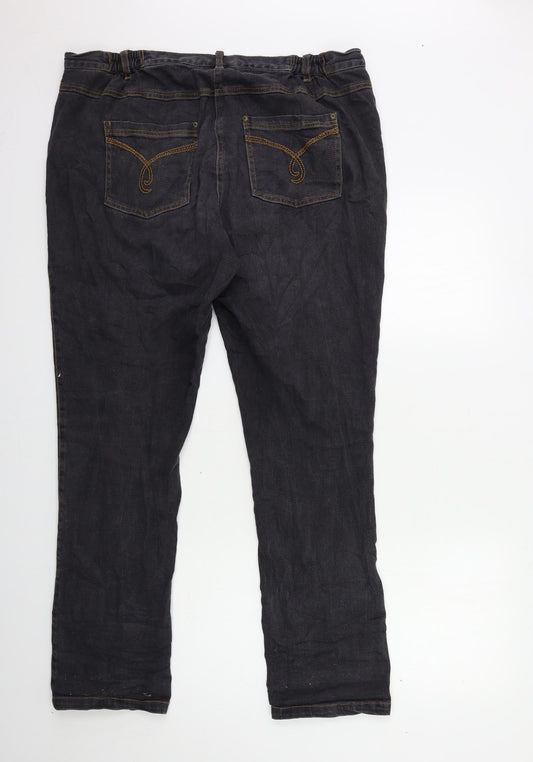 Signature Womens Grey Denim Straight Jeans Size 2XL L31 in