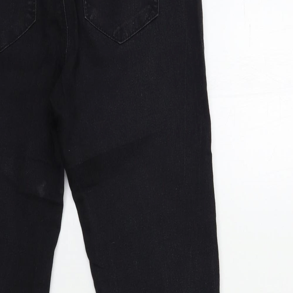 Brand and care label for Denim & Co. women’s black denim skinny jeans, size UK 8, 27-inch leg
