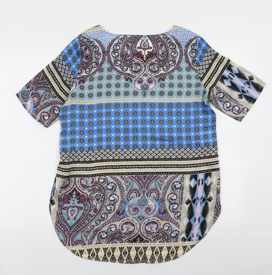 Missguided Womens Blue Paisley Basic Blouse Size 8