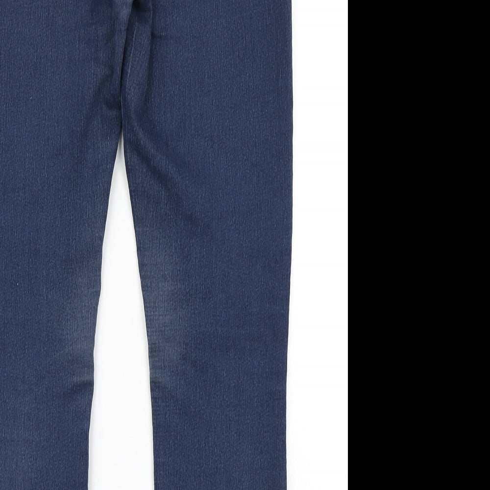 Brand and care label for /Denim women’s blue denim straight jeans, size UK 12, 26-inch leg