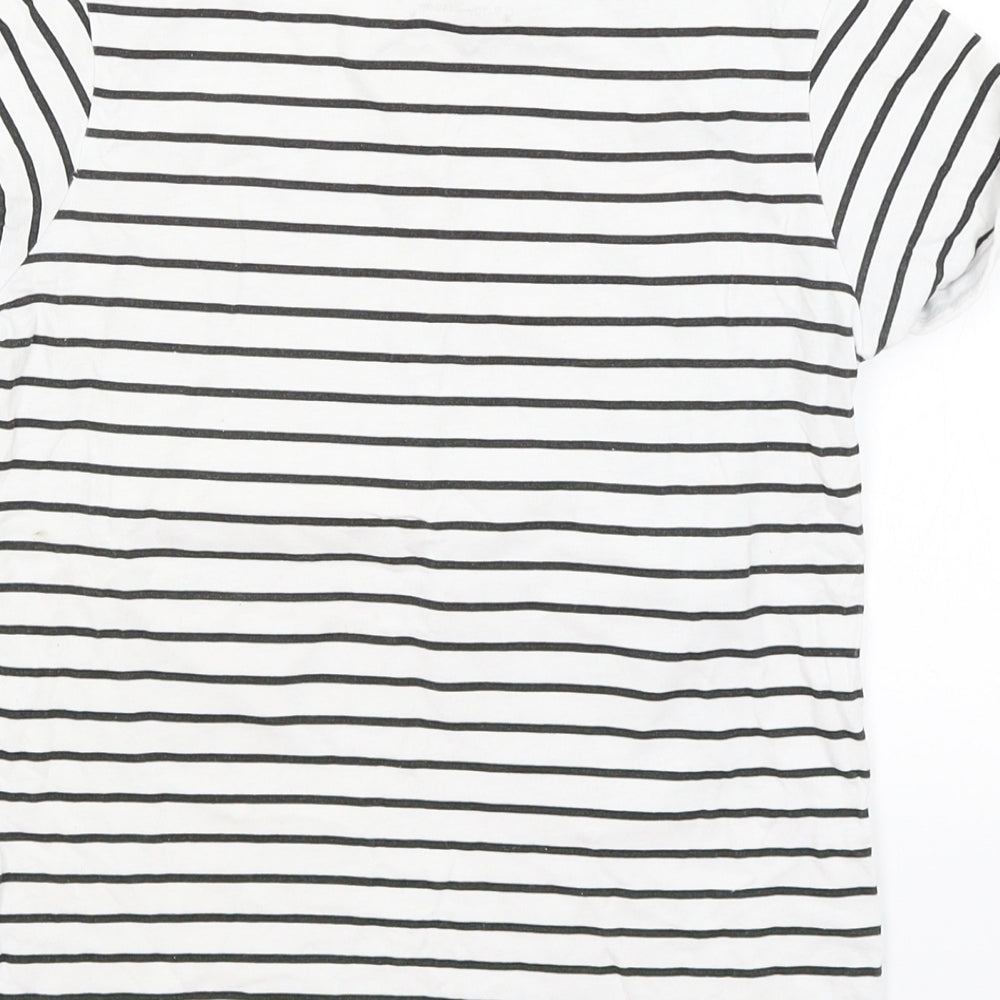 Primark Girls White Striped Basic T-Shirt Size 9-10 Years - Embrace Your Inner Unicorn