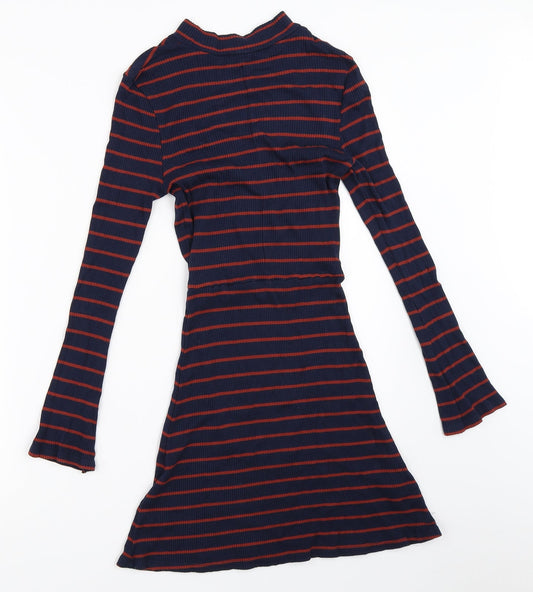 MNG Womens Blue Striped Fit & Flare Size XS