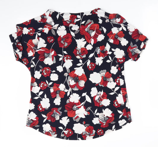 The Collection by Debenhams Womens Blue Floral Basic T-Shirt Size 10