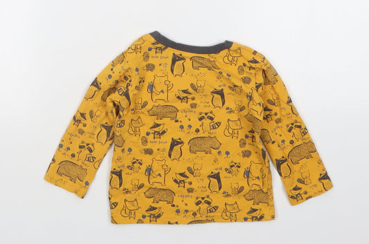 George Boys Yellow Animal Print Basic T-Shirt Size 9-12 Months