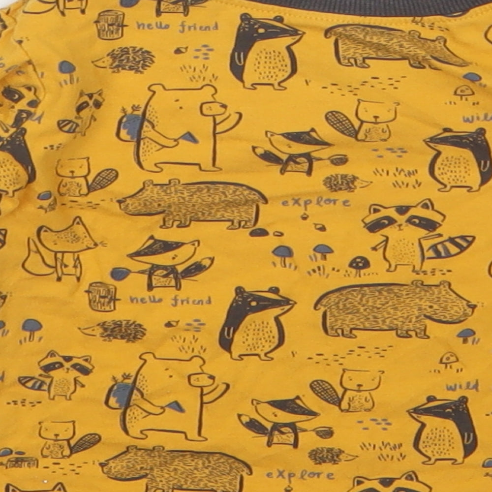 George Boys Yellow Animal Print Basic T-Shirt Size 9-12 Months