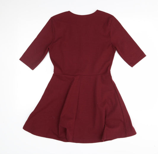 Topshop Womens Red Fit & Flare Size 10