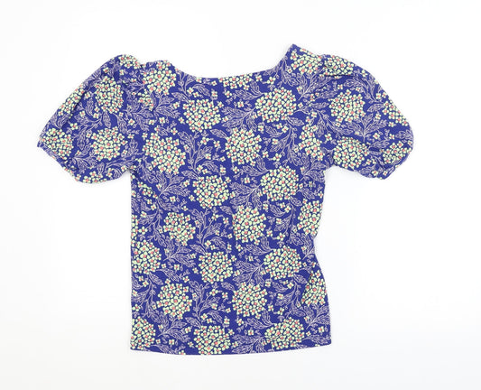 NEXT Womens Blue Floral Basic Blouse Size 8