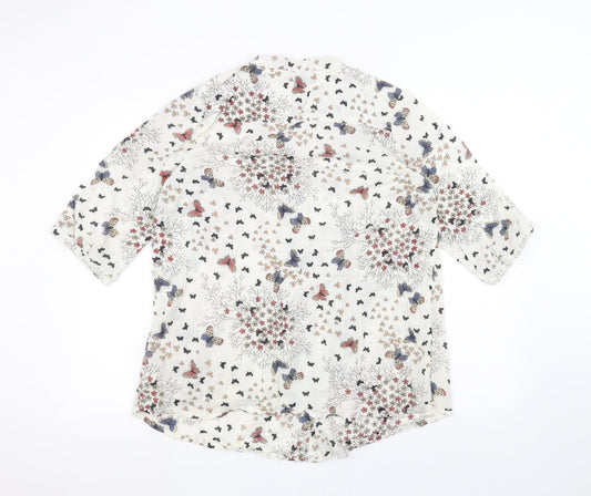 Being casual Womens White Floral Basic Button-Up Size 16