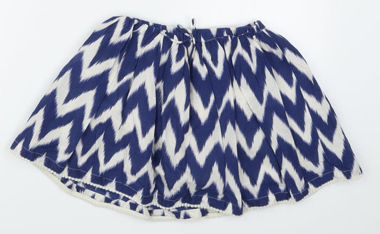 NEXT Girls Blue Geometric Skater Skirt Size 5 Years - Zig Zag