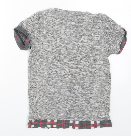 F&F Boys Grey Check Basic T-Shirt Size 10-11 Years