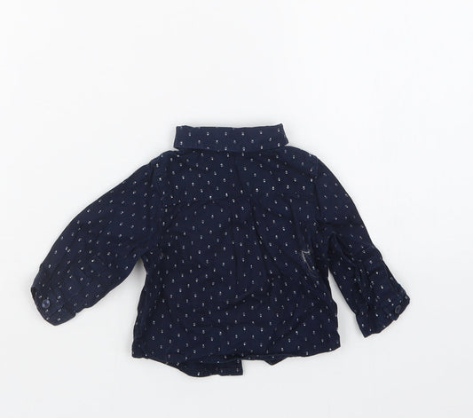 M&Co Boys Blue Basic Button-Up Size 0-3 Months