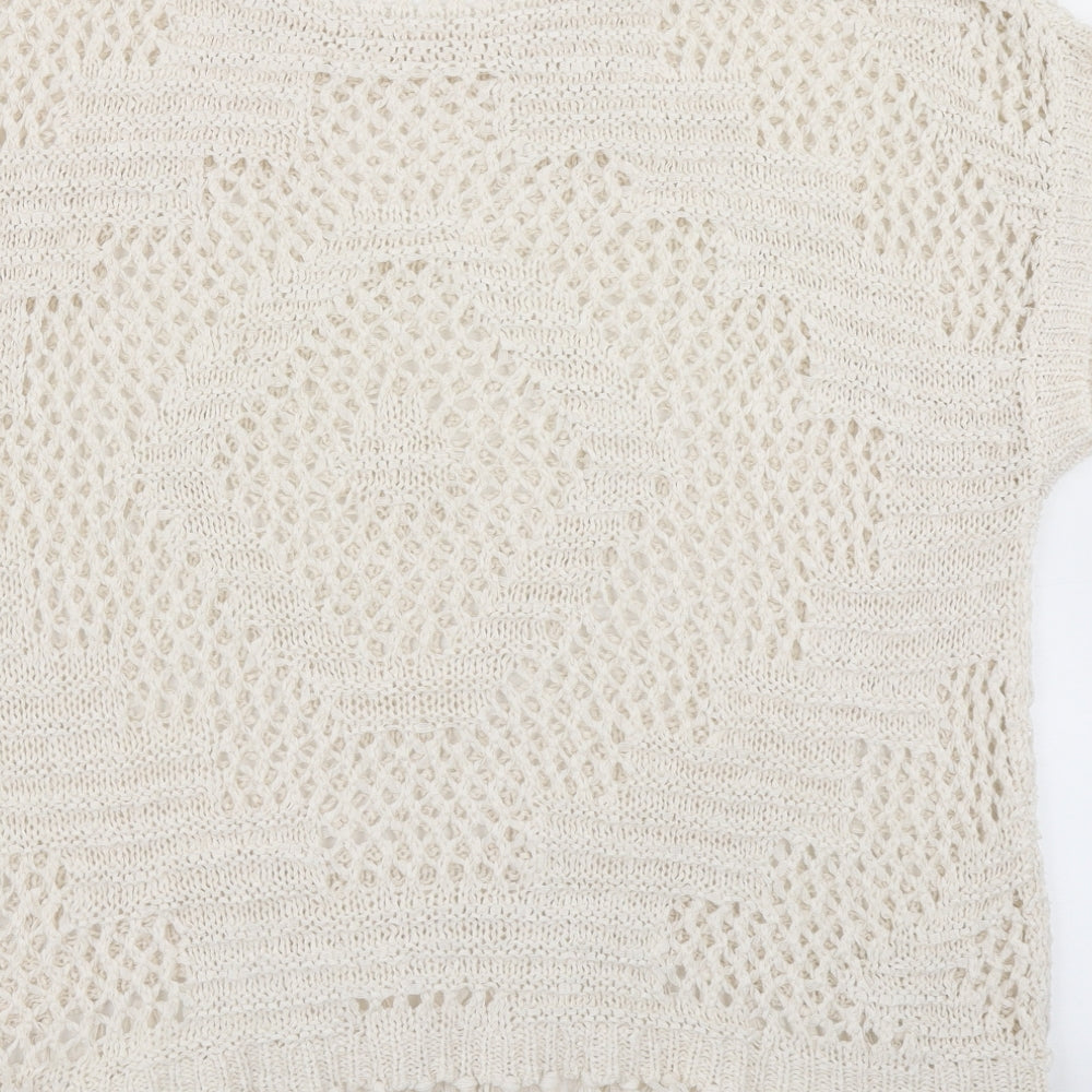 F&F Womens White Knit Pullover Jumper Size S