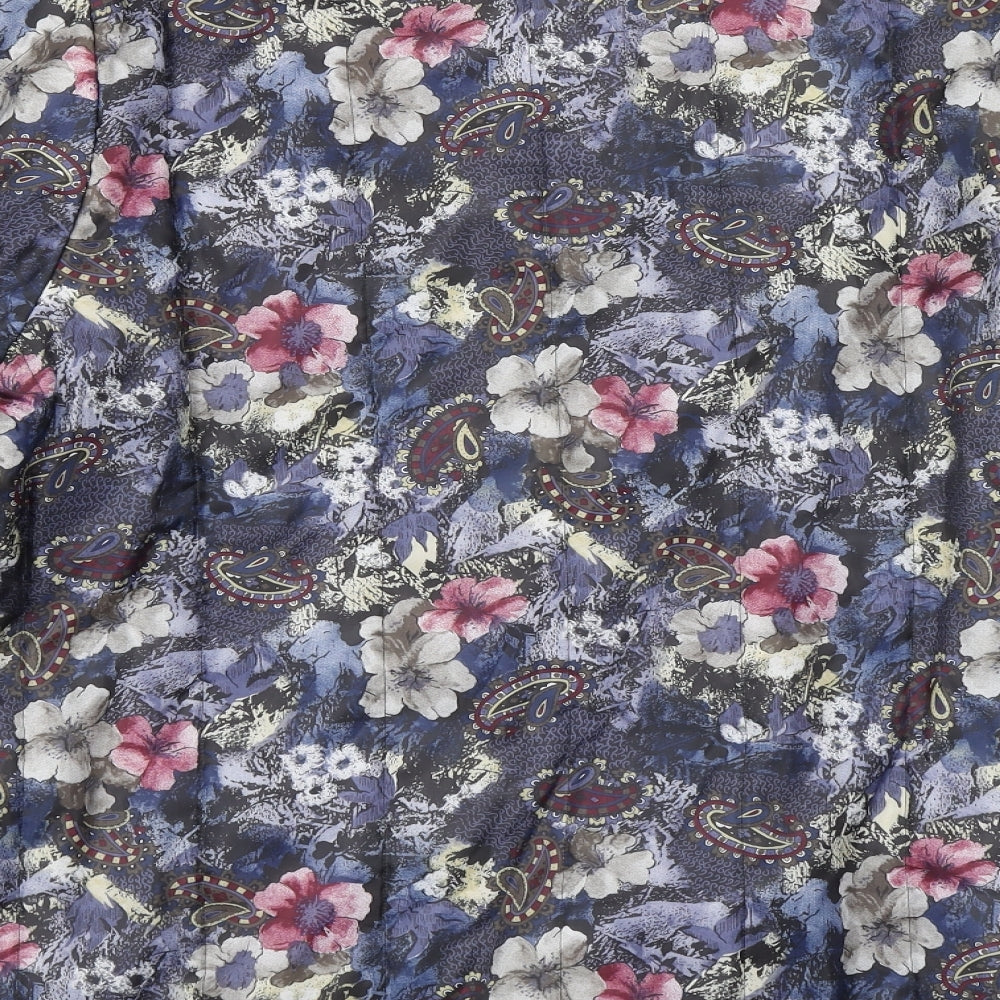 Preworn Womens Blue Floral Pea Coat Coat Size M