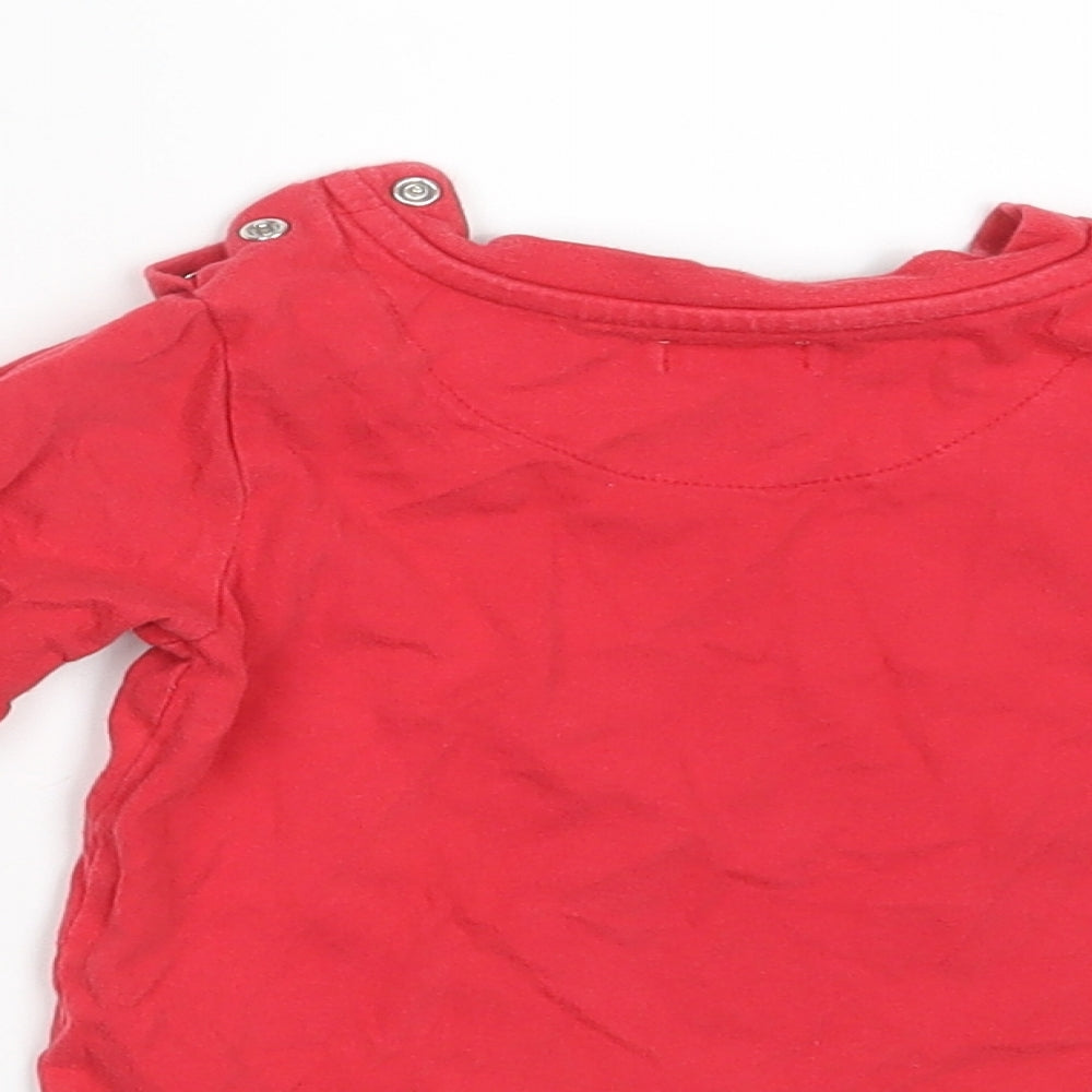 Brand and care label for BHS Baby Red Basic T-Shirt, size 18-24, Months