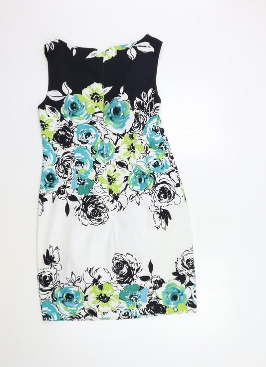 Connected Womens White Floral A-Line Size 10