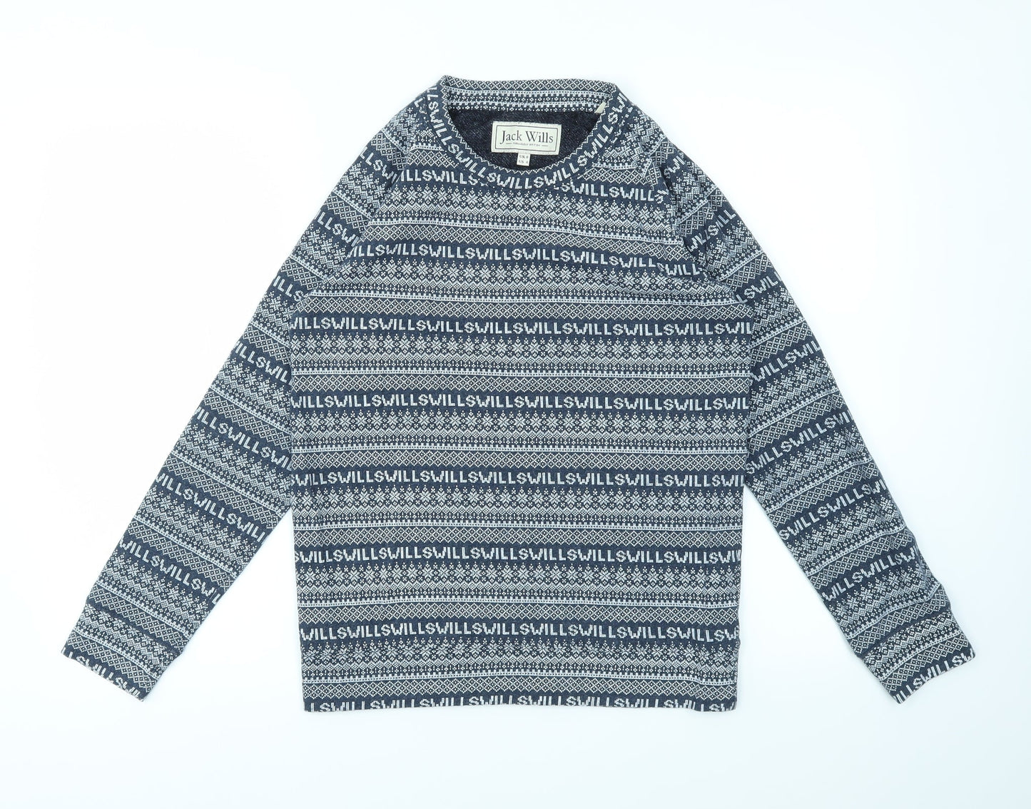 Jack Wills Womens Blue Geometric Pullover Jumper Size 8