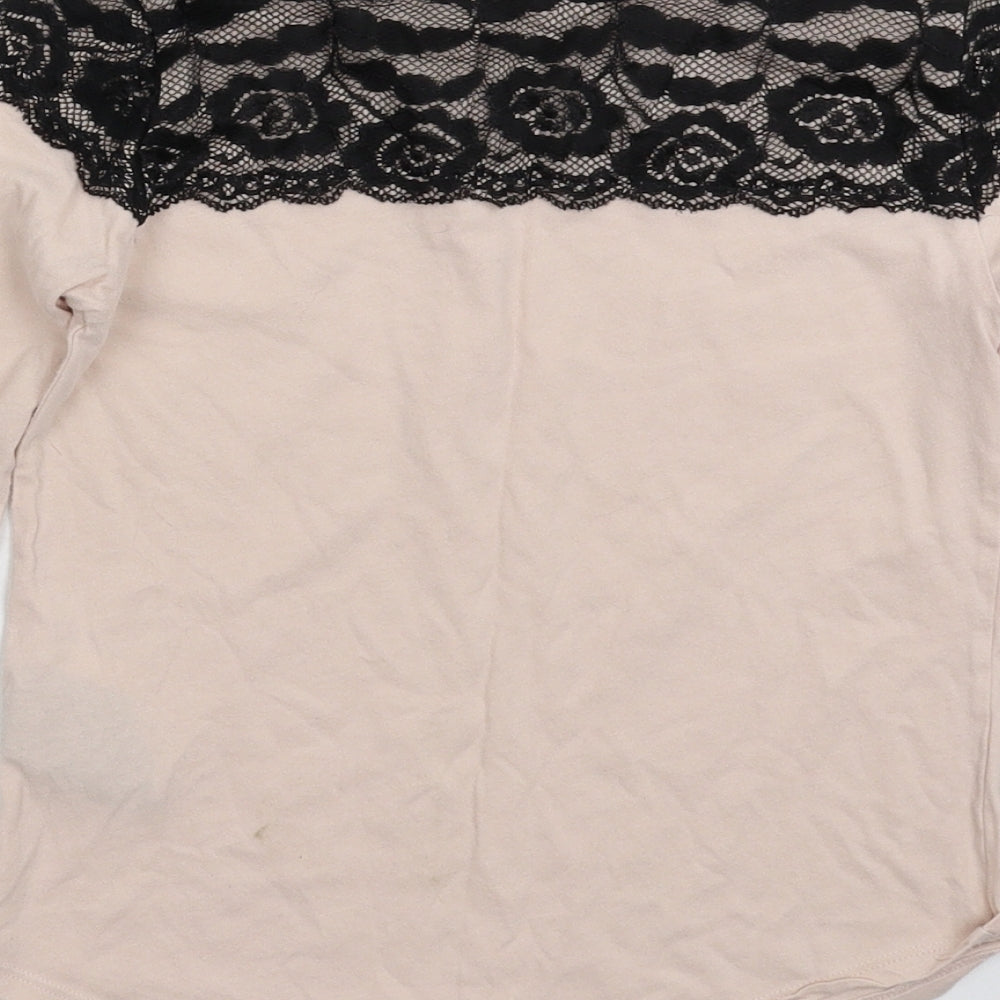 H&M Girls Beige Basic T-Shirt Size 9-10 Years