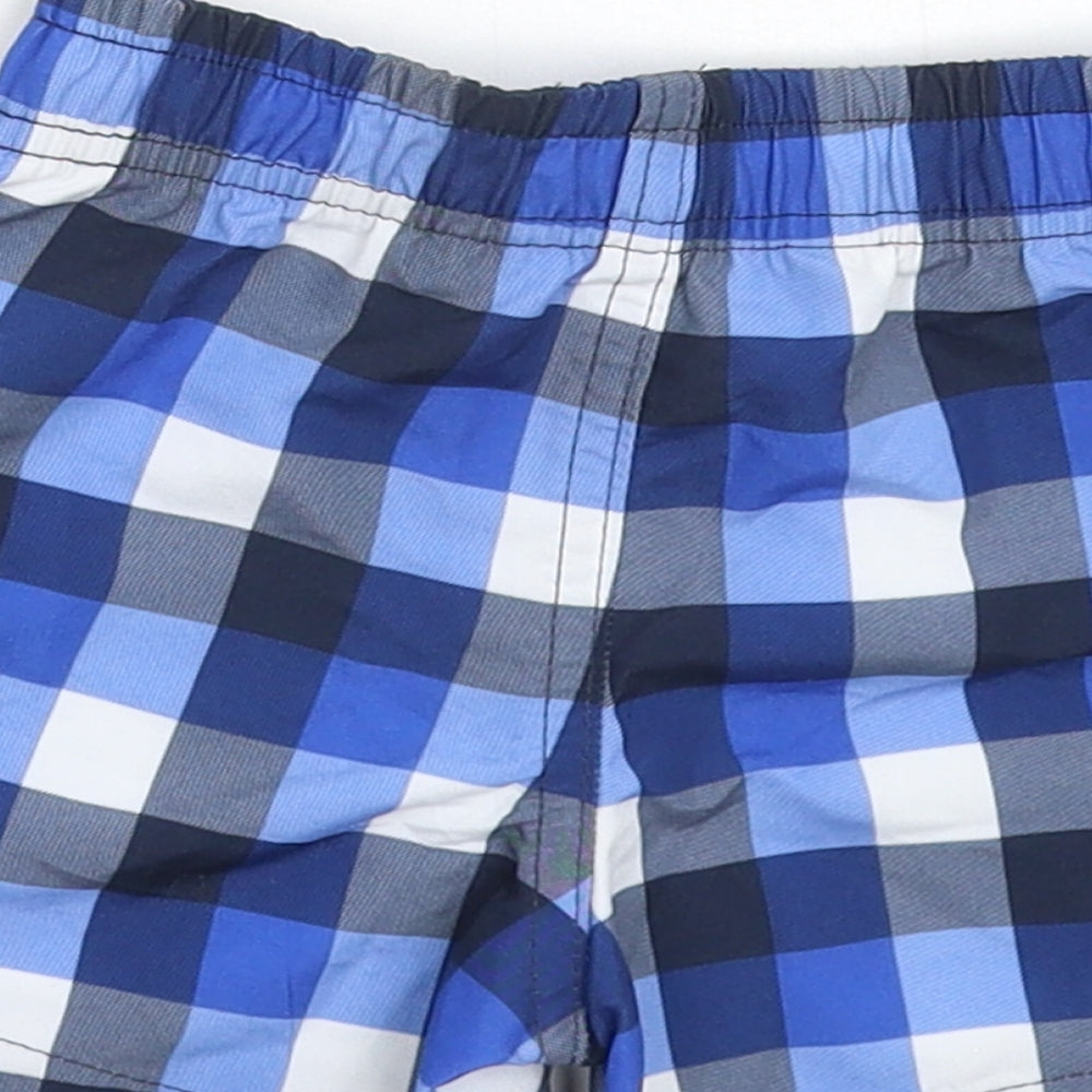Brand and care label for Rebel Baby Blue Check Cropped Trousers, size 12-18, Months