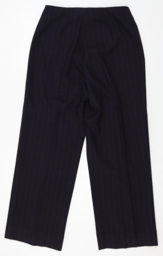 De Keyser Womens Blue Striped Trousers Size 12 L28 in