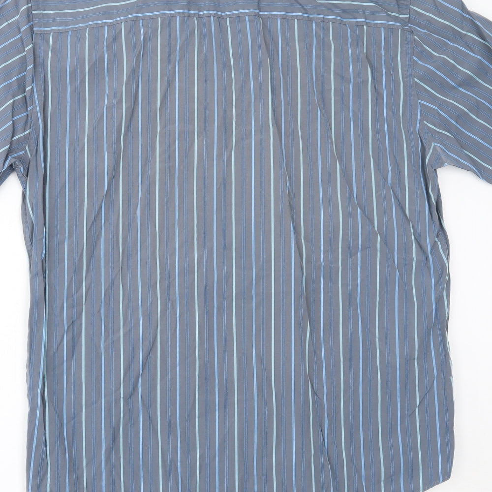 NEXT Mens Blue Striped Button-Up Size 16