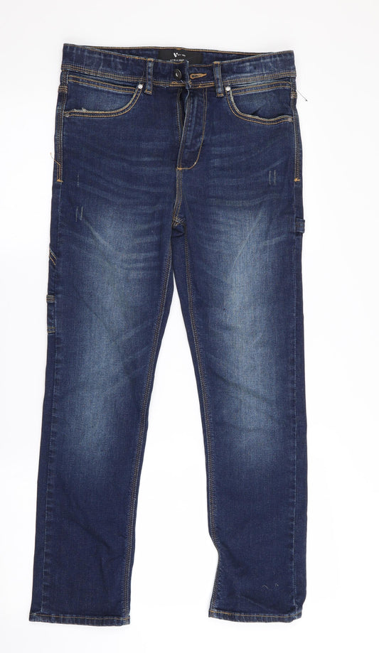 V by Very Girls Blue Straight Jeans Size 12 Years - DISTRESSED